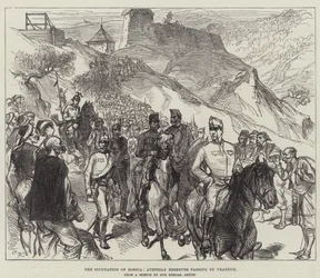 The Occupation of Bosnia, Austrian Reserves Passing by Vranduk